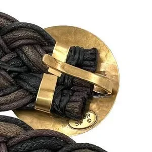 Marjorie Baer Brown Braided Cord Belt Mixed Metal Hook Closure 1X B2913D5 NEW Vintage Marjorie Baer Braided Cord Brown Belt, Modernist  main image 4